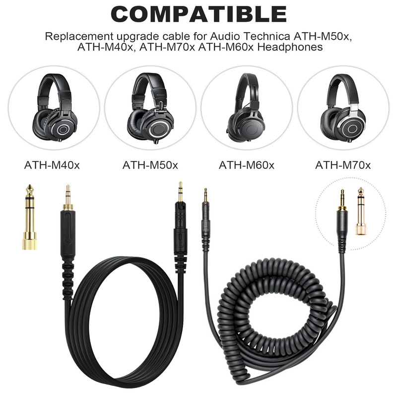 Coiled Audio Cable Replacement - Audio Technica Headphone Ath-M50X review and price